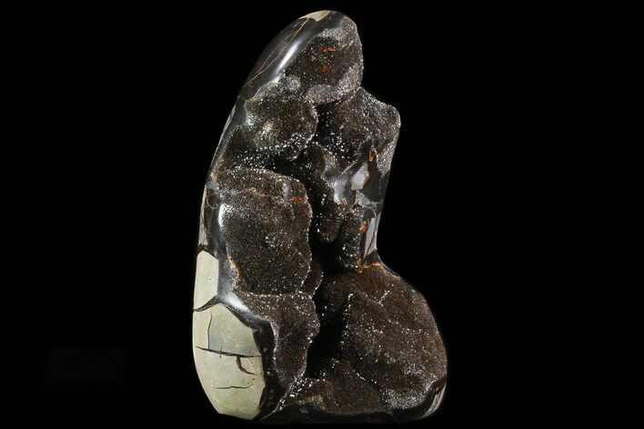 Bargain, Polished Septarian Geode Sculpture - Black Crystals #71877